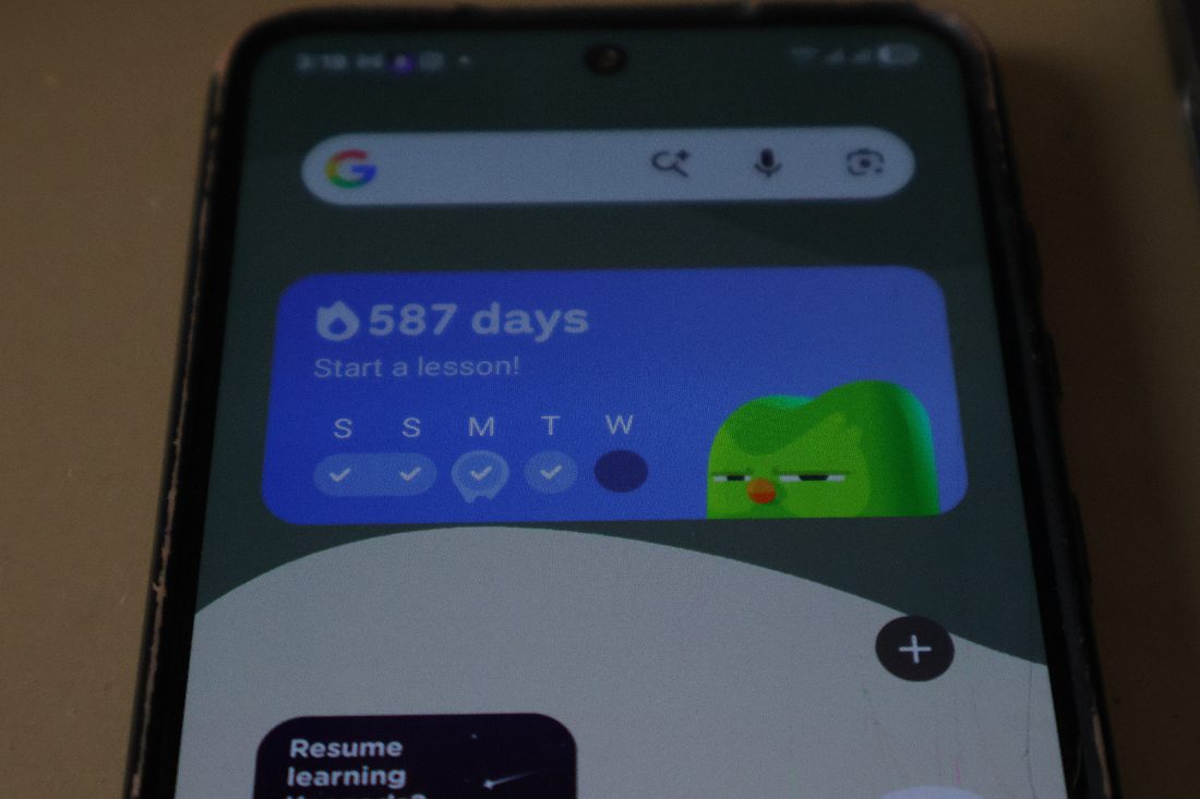 A 587-day Duolingo streak on my phone